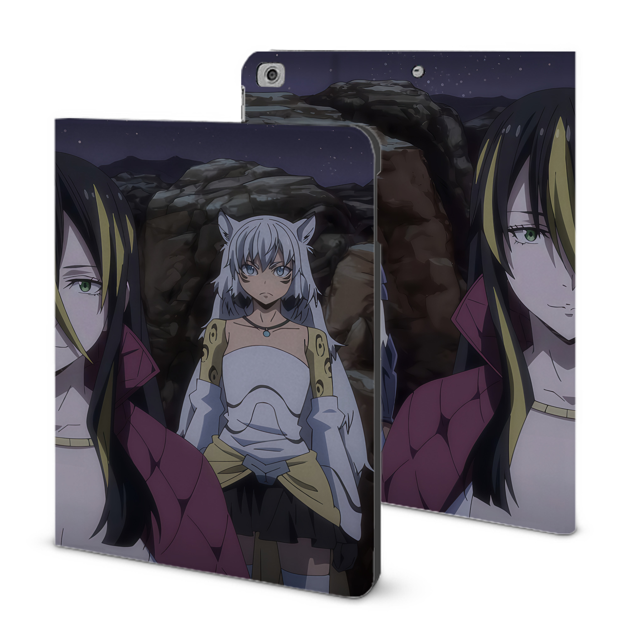 （画像用） 転スラ Regarding Reincarnated to Slime IPad ケース ブック型 PUレザー TPU 耐衝撃 軽量 薄型 ペン収納なし 全面保護 IPad 各モデル対応